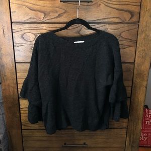 Madewell black ruffle sleeve sweater - L